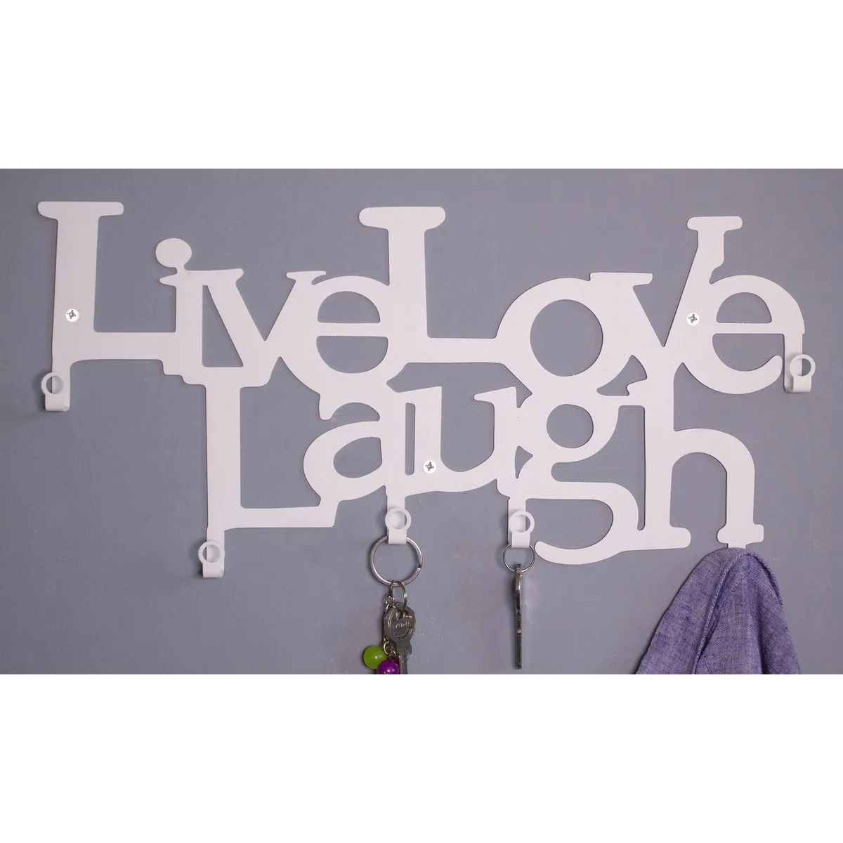 Epikasa Porte-Manteau Murale Live Love Laugh Blanc