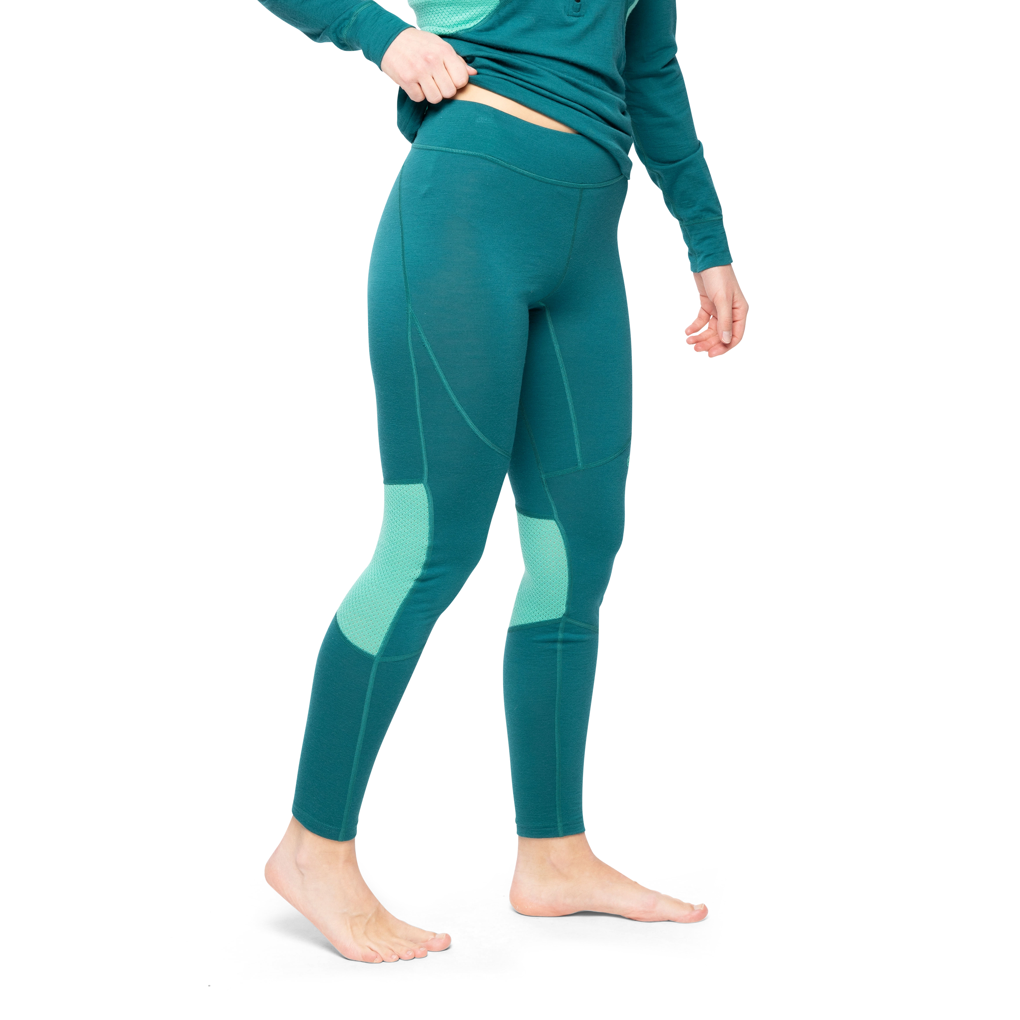 Inner:Pure Merino Tights Women Malachite Green / Light Malachite Green