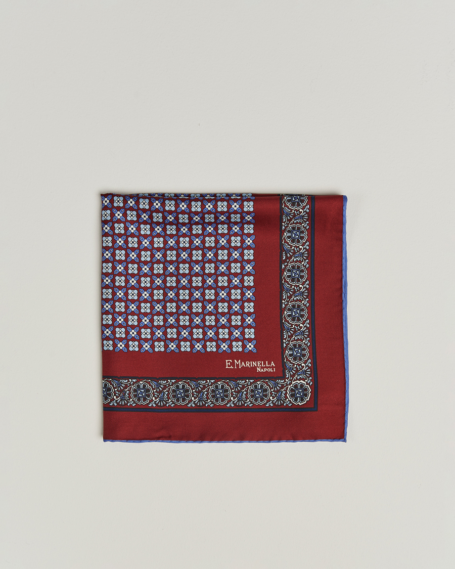 E. Marinella Silk Pocket Square Burgundy