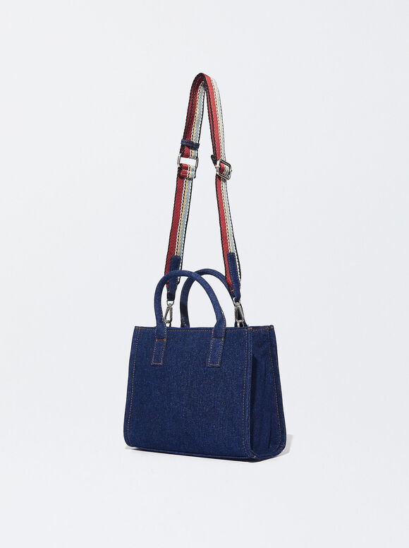 Bolsa jeans com nécessaire removível - Azul