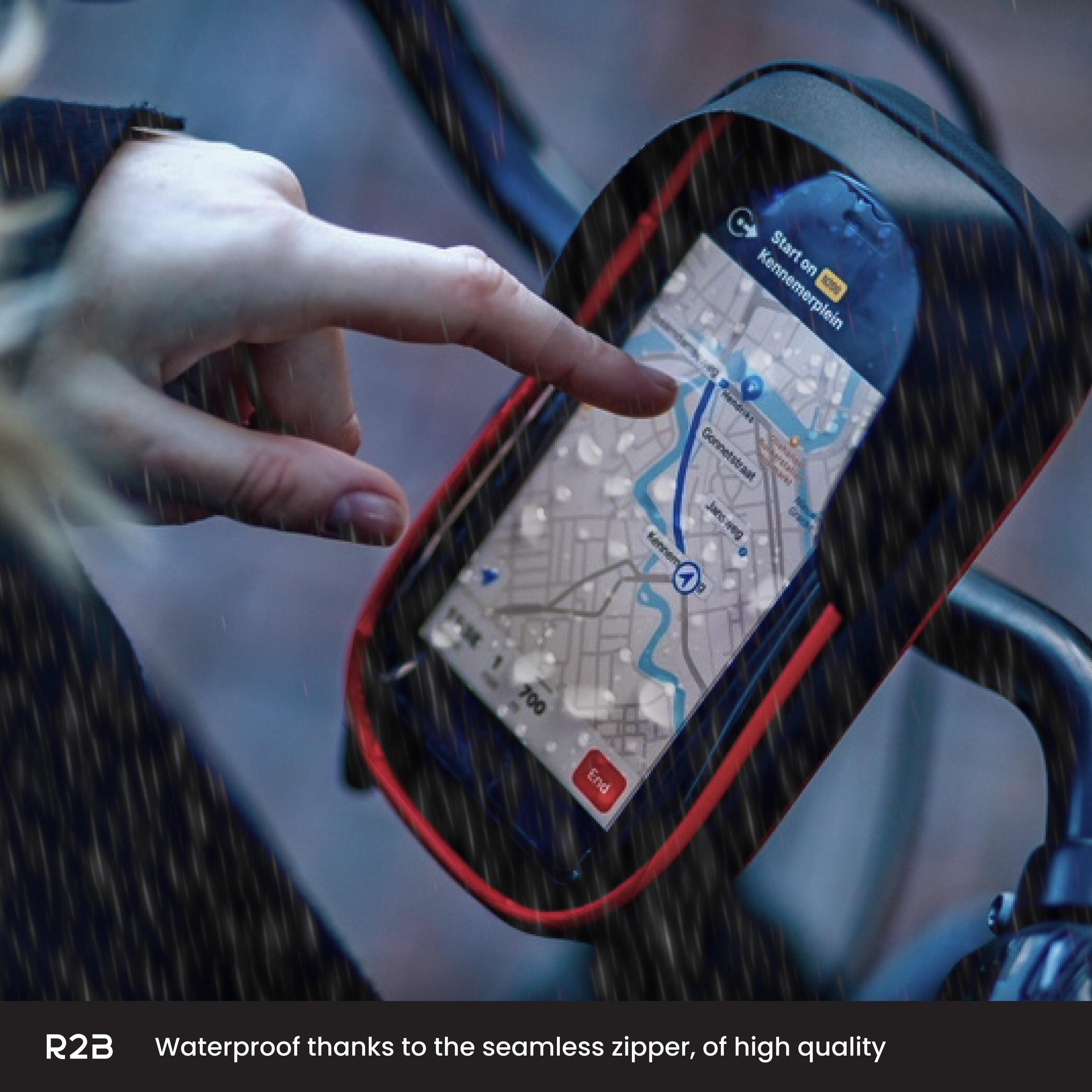 R2B Rode Waterdichte Fiets Telefoonhouder