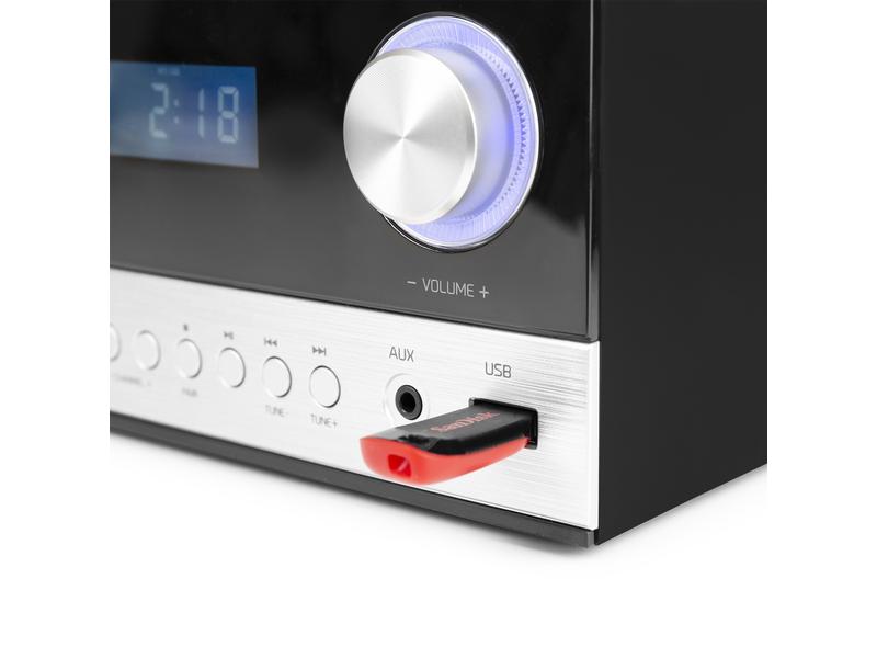 Audizio Micro-HiFi Anlage Toulon Schwarz/Silber Kompaktes Stereosystem mit zwei Bassreflexlautsprecher