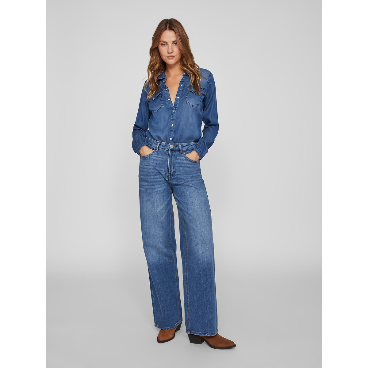 VILA<br>Camisa jeans de manga comprida