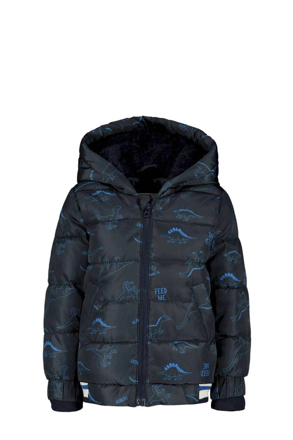 Tom Tailor baby gewatteerde winterjas met all over print donkerblauw