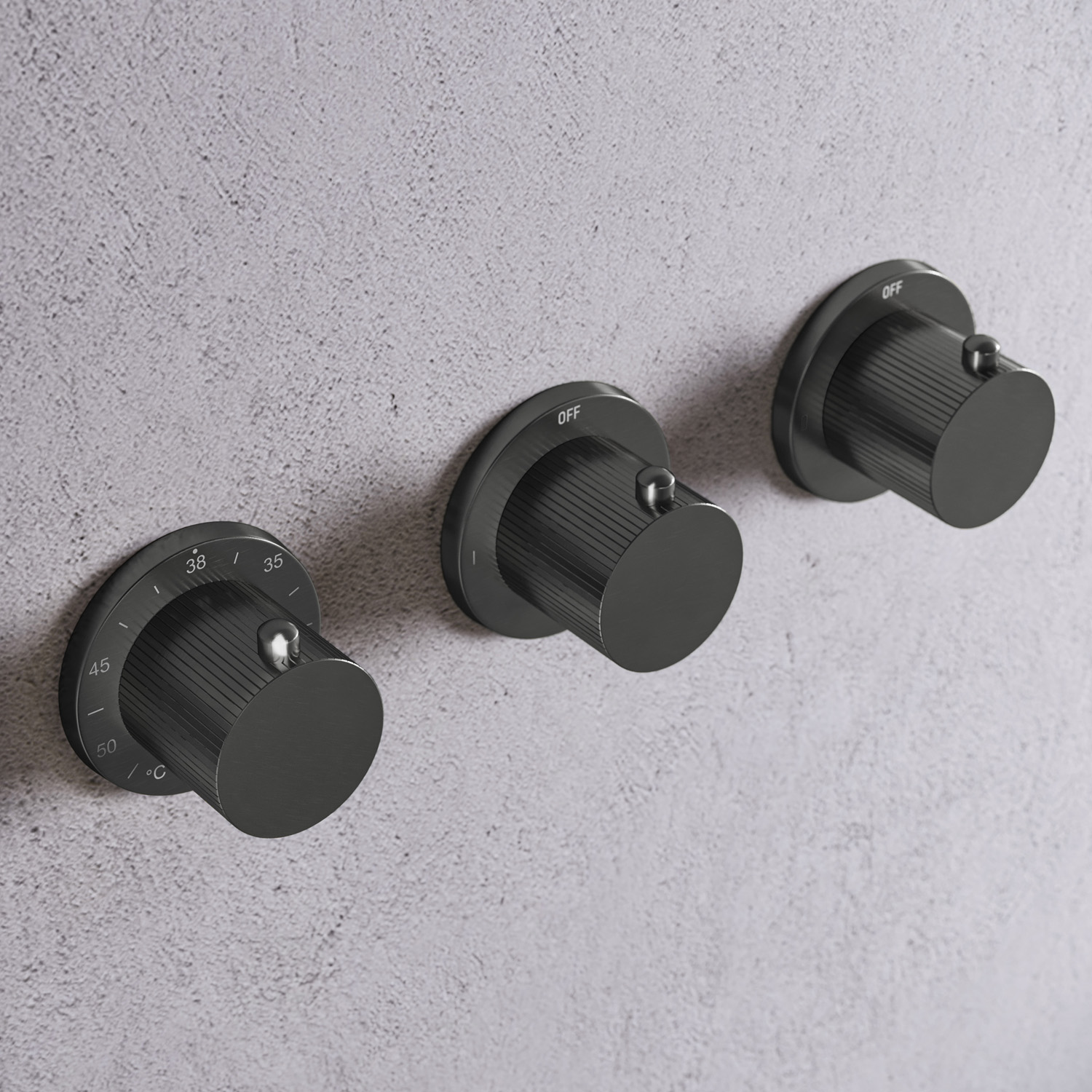 Saniclear Plus Stripes Pro inbouw badkraan met vrijstaande uitloop verouderd ijzer - gunmetal