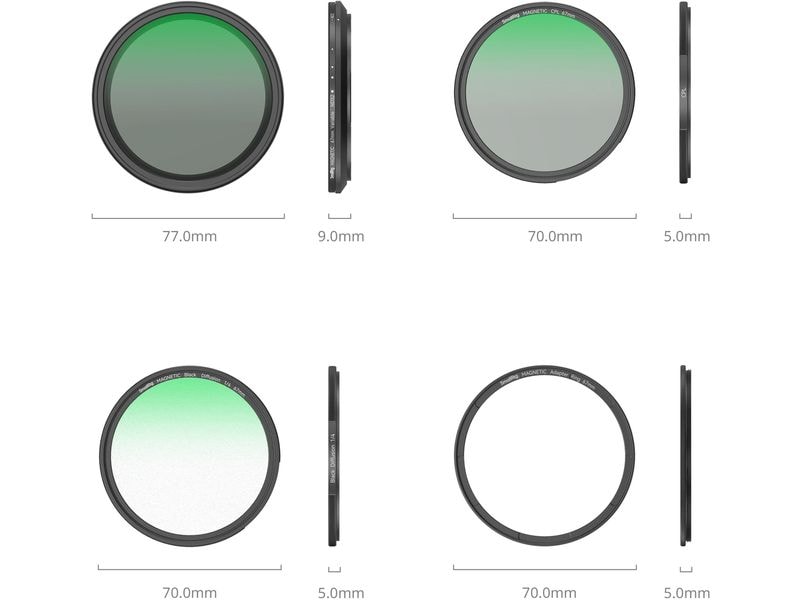 Smallrig 5-in-1-Ansteckfilter-Set Wichtige Filter für Videoaufnahmen mit Adapterringen und magnetischer Abdeckung
