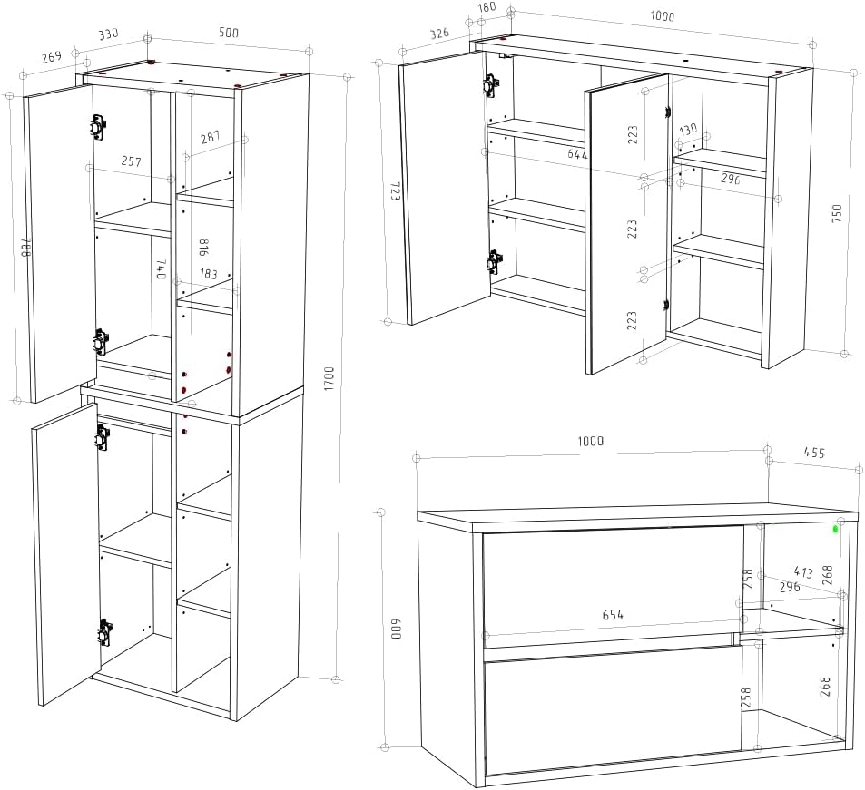 Vicco Badmöbel-Set Anthrazit Viola, bestehend aus Bad Spiegelschrank, Waschbeckenunterschrank, Hochschrank - Mehr Stauraum ohne Bodenfläche zu nutzen