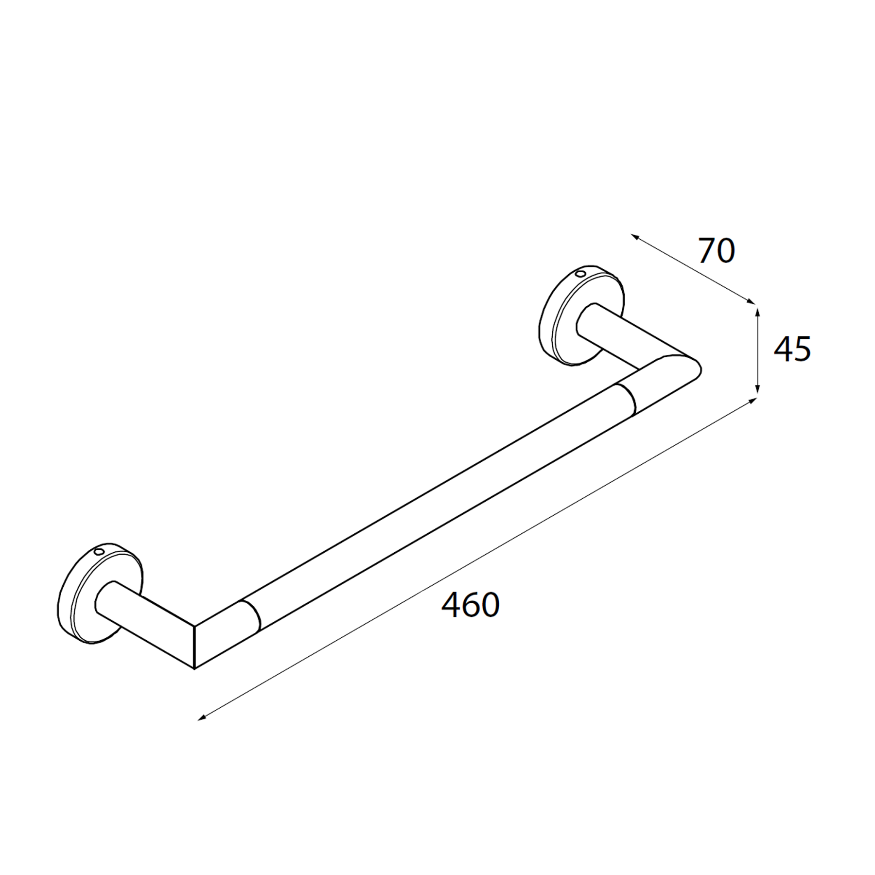 Muebles Line handdoekhouder 46cm mat zwart