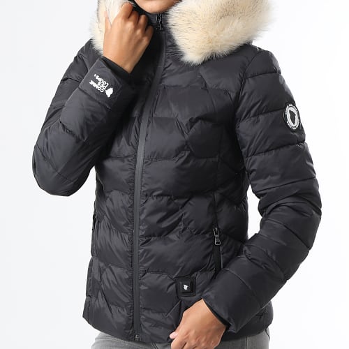 Doudoune Chauffante Slim Fit Capuche Fourrure Femme Val Thorens Noir