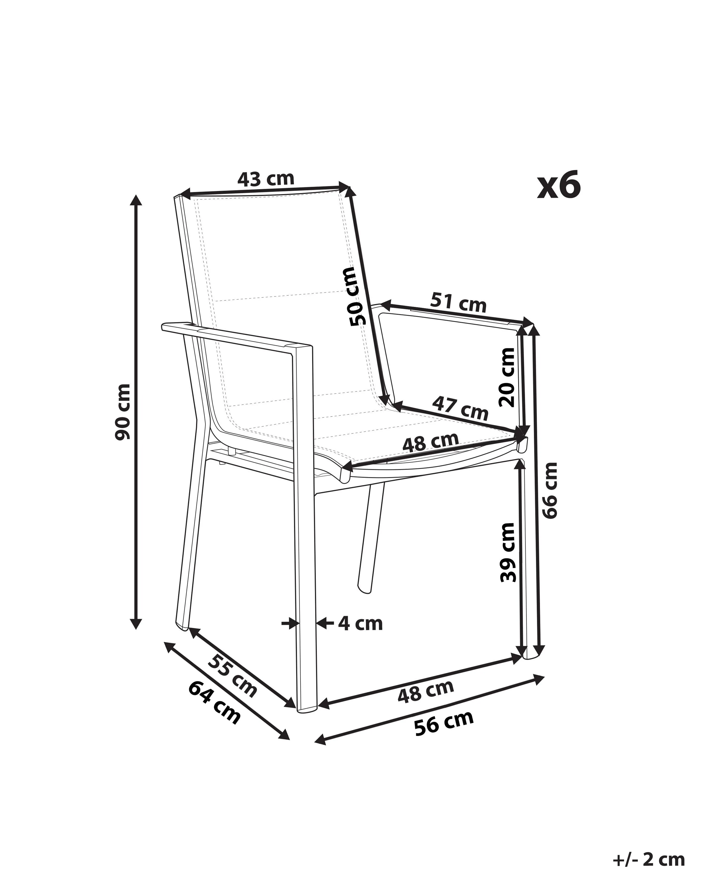 Set van 6 tuinstoelen BUSSETO Metaal Zwart