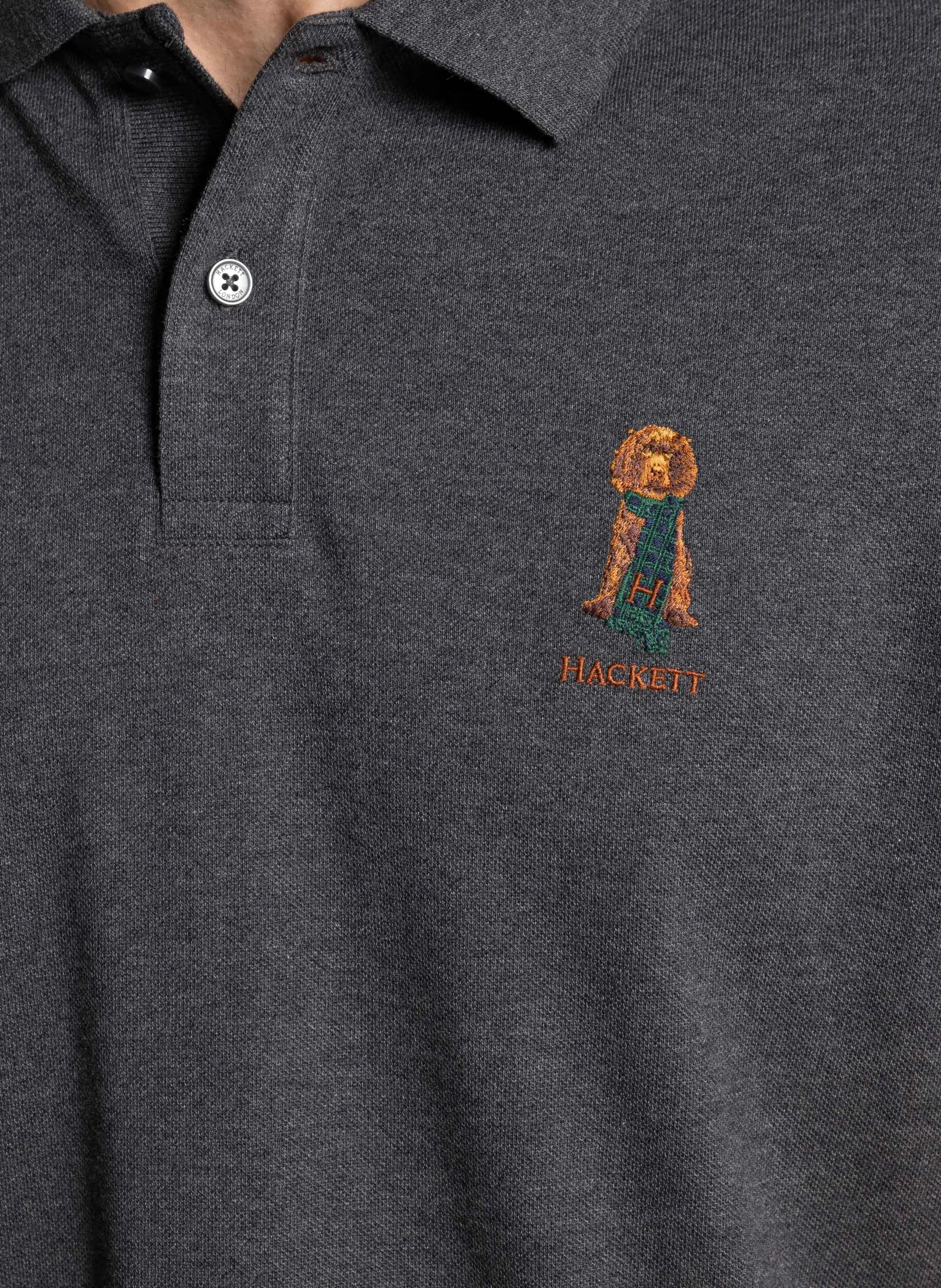Polo brodé en coton | Gris