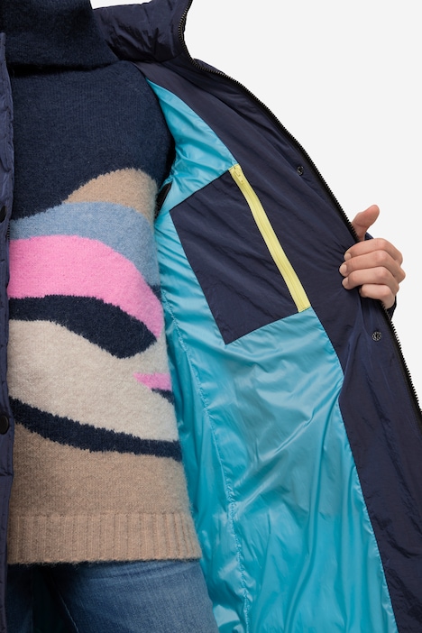 2-in-1-Steppmantel, Langarm abzippbar, Kapuze abzippbar, verdeckter Zipper