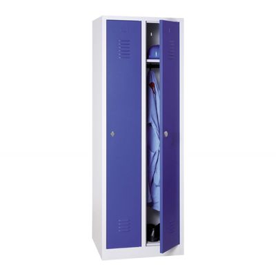 Vestiaire industrie propre monobloc 2 colonnes - H180 x L60 x P50 cm - gris/bleu