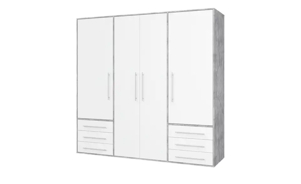 Kleiderschrank Mokkaro Betonoptik, Weiß 206 cm