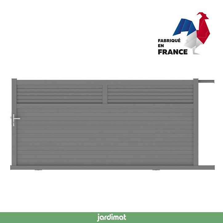 Portail Jardimat coulissant aluminium Annoire gris antique - 350 x h.175 cm