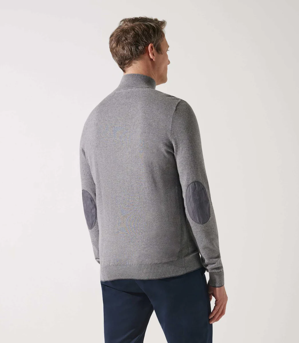 Pull col zippé camionneur gris chiné
