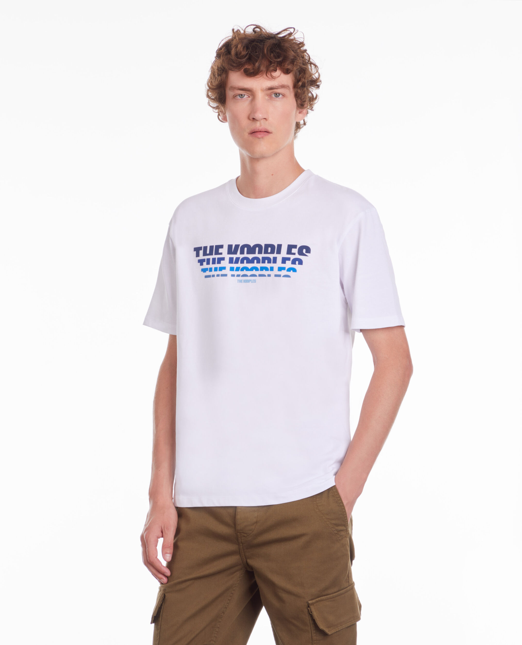 T-shirt blanc avec sérigraphie logo en dégradé de couleur