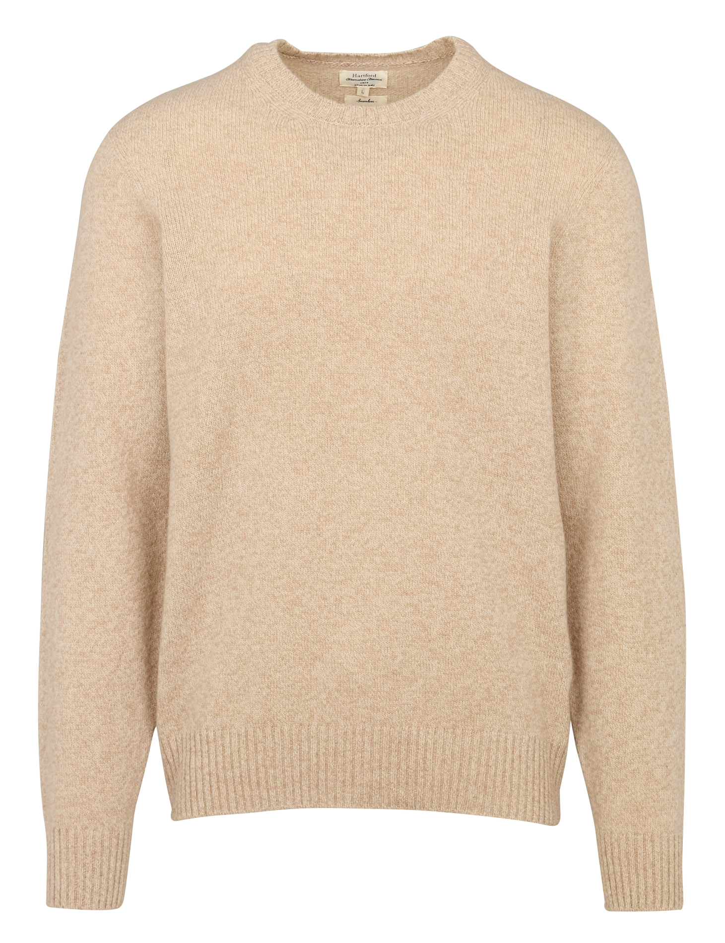 Pull col rond droit en laine | Beige
