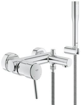 Grohe Concetto badkraan m. omstel m. koppelingen m. douchegarnituur chroom