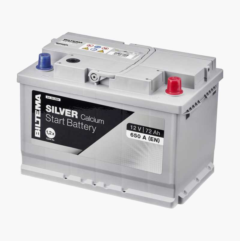 Startbatteri Sølv, 12 V, 72 Ah
