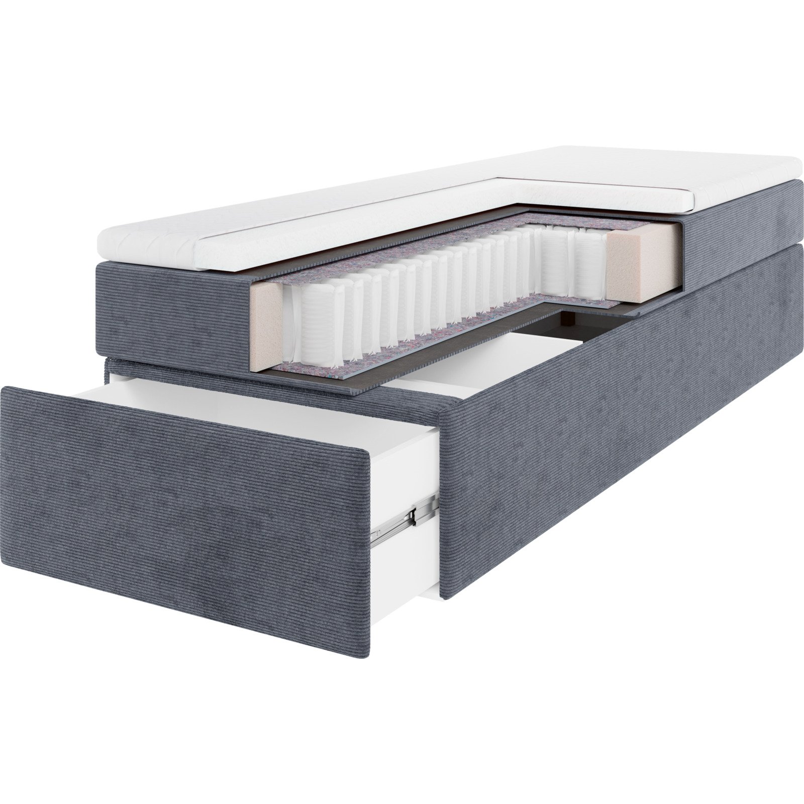 Boxspringbett Coma Cord graphit 140 x 96 x 204 cm