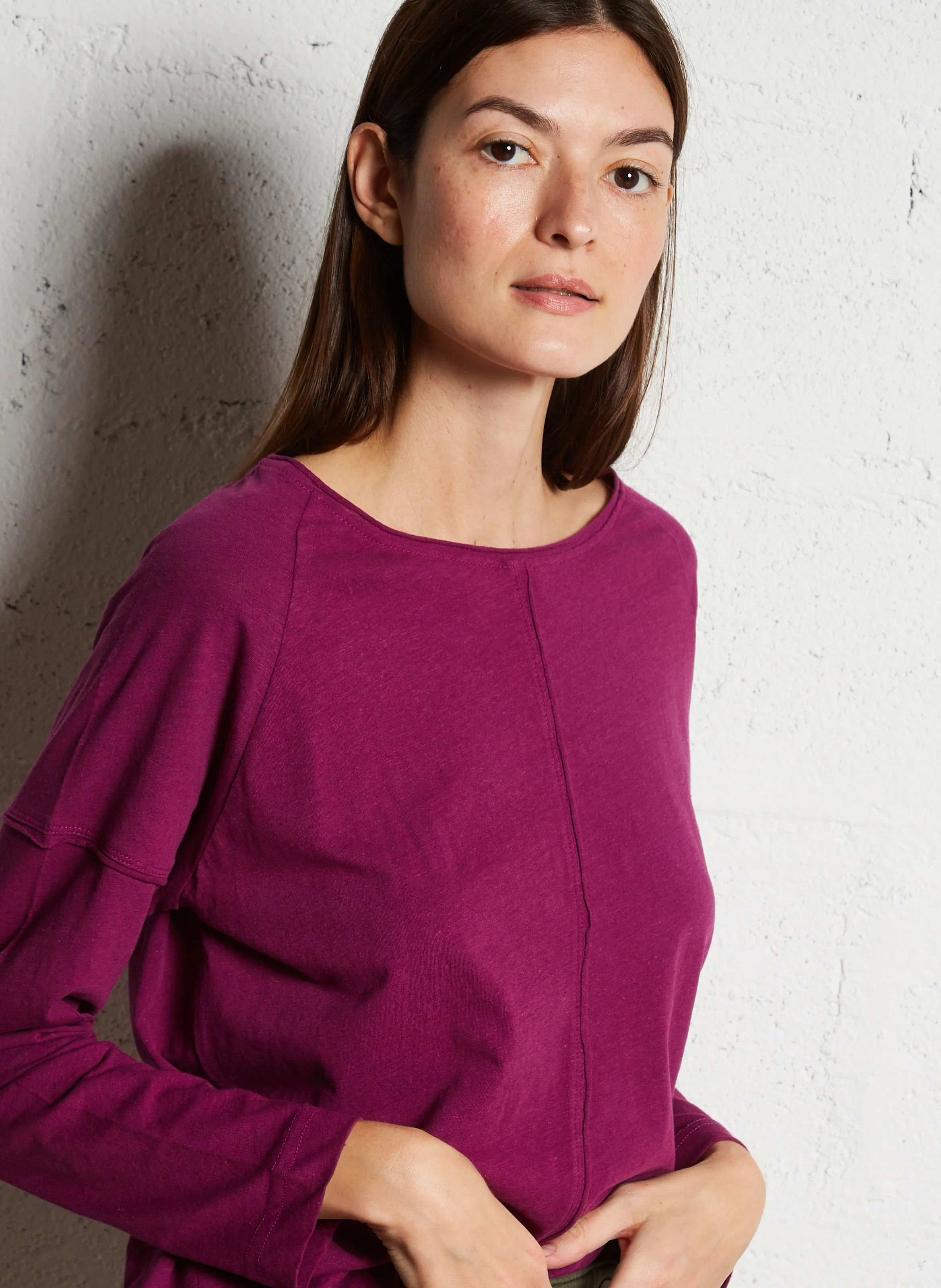 DAKOTA - Tee-shirt col bateau en coton mélangé | Rose