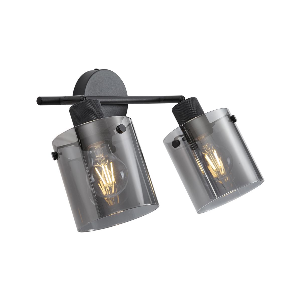 Design plafondspot zwart met smoke glas 2-lichts - Domo