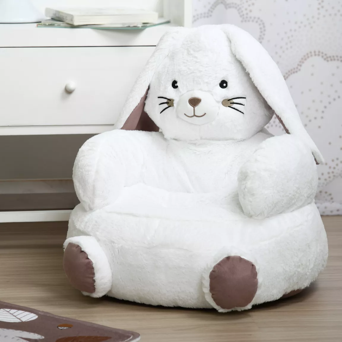 Pouf lapin enfant (45 x 45 cm) Basile Blanc