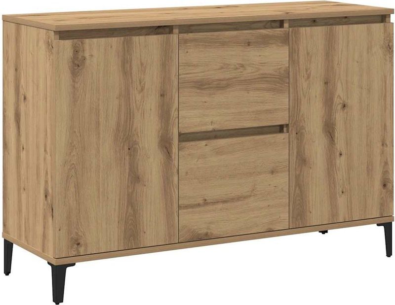 vidaXL - Dressoir - Eikenkleurig - Bewerkte Hout - 2 Lades en 2 Deuren