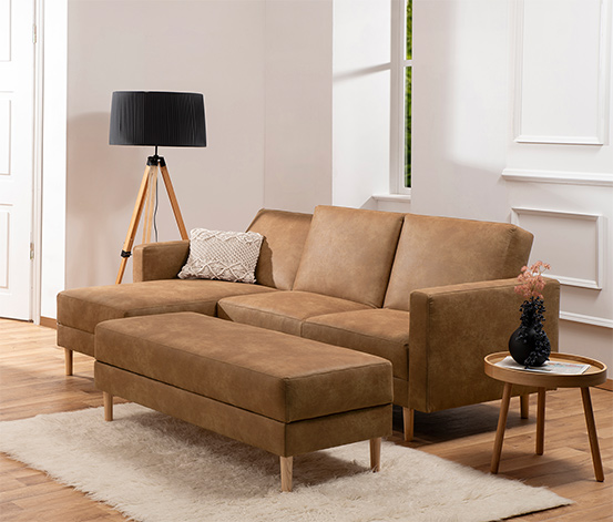 Federkern-Eckschlafsofa »Just Relax« mit Stauraumbank, cognac