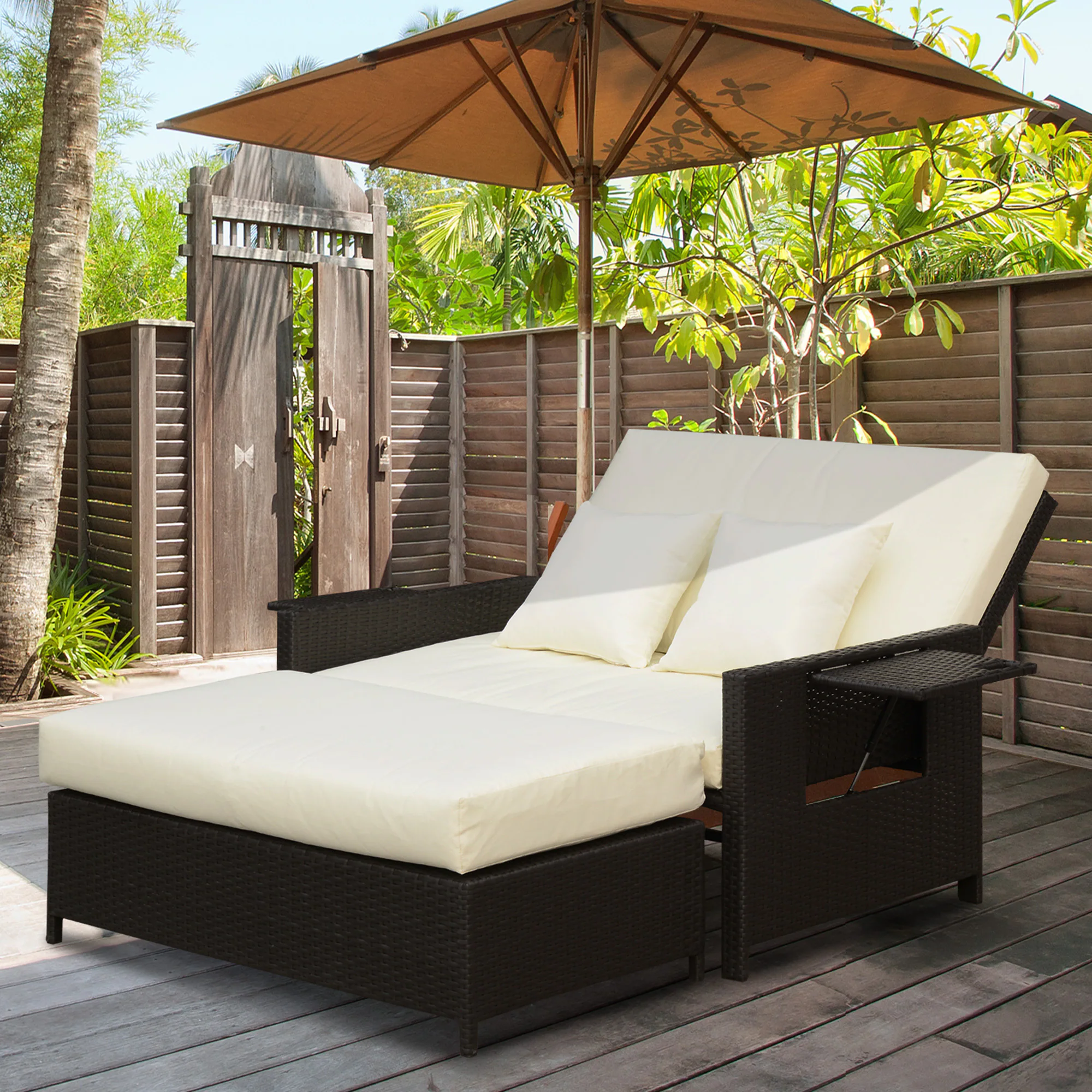 Outsunny Polyrattan Lounge-Sofa mit Kissen 130 x 72 x 96 cm (LxBxH)
