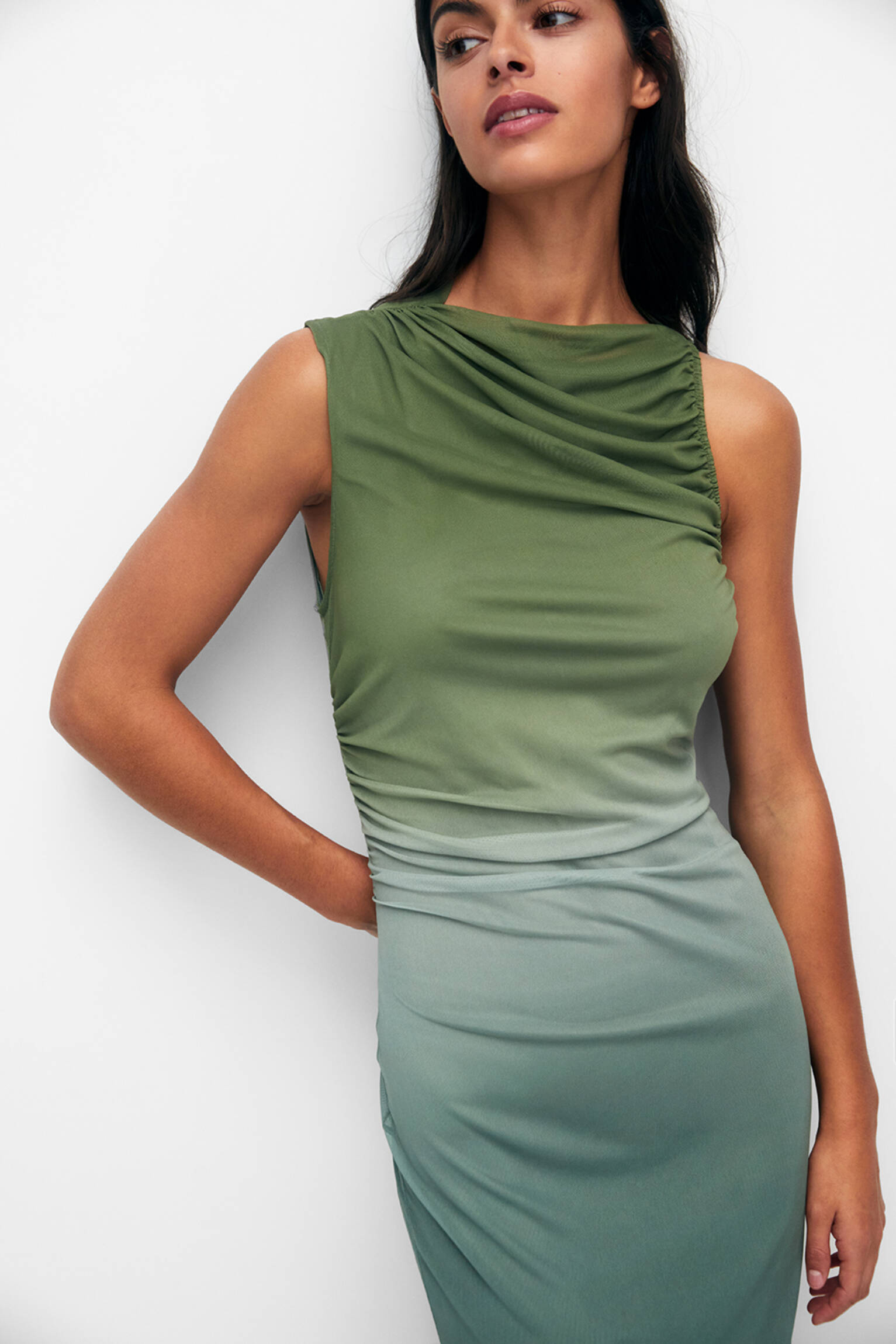 VESTIDO DE TULE TIE-DYE - VERDE