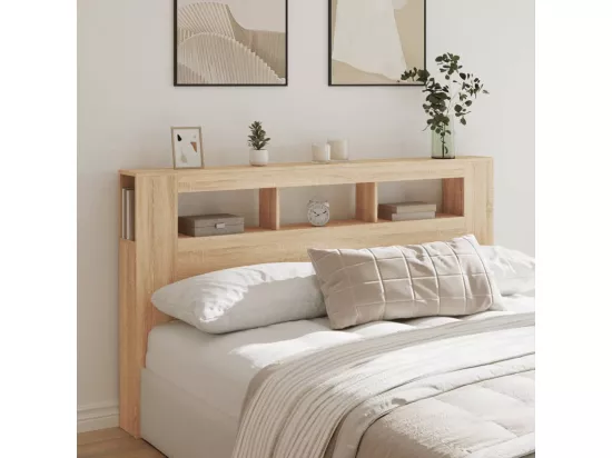 Tête de lit à LED chêne sonoma 180x18,5x103,5cm bois ingénierie