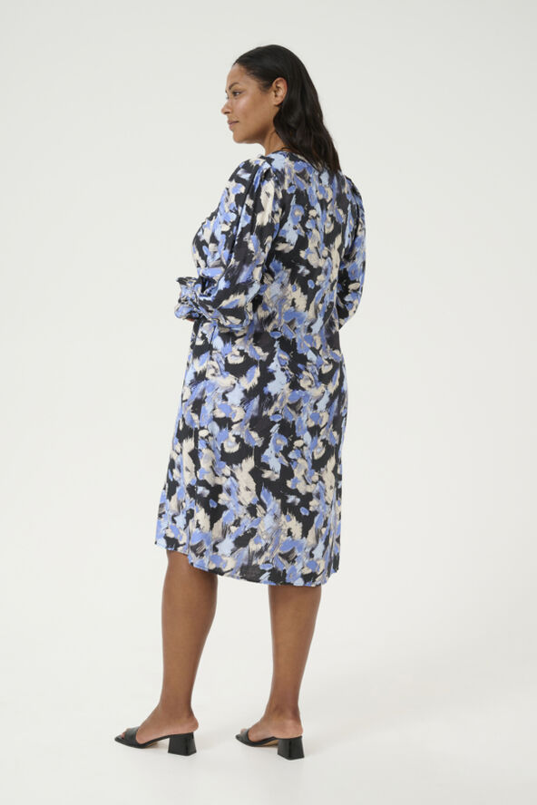 Kaffe Curve KCtoria Dress Black/blue graphic strokes