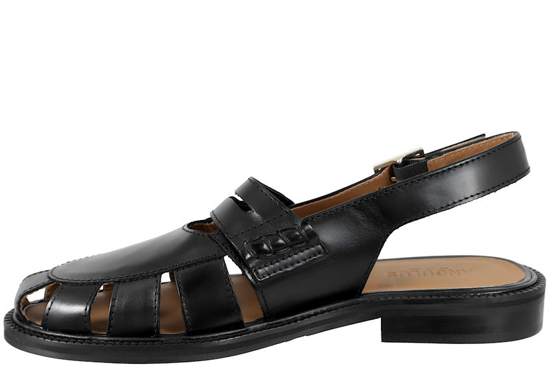 ANGULUS SLINGBACK I SORT GLAT SKIND