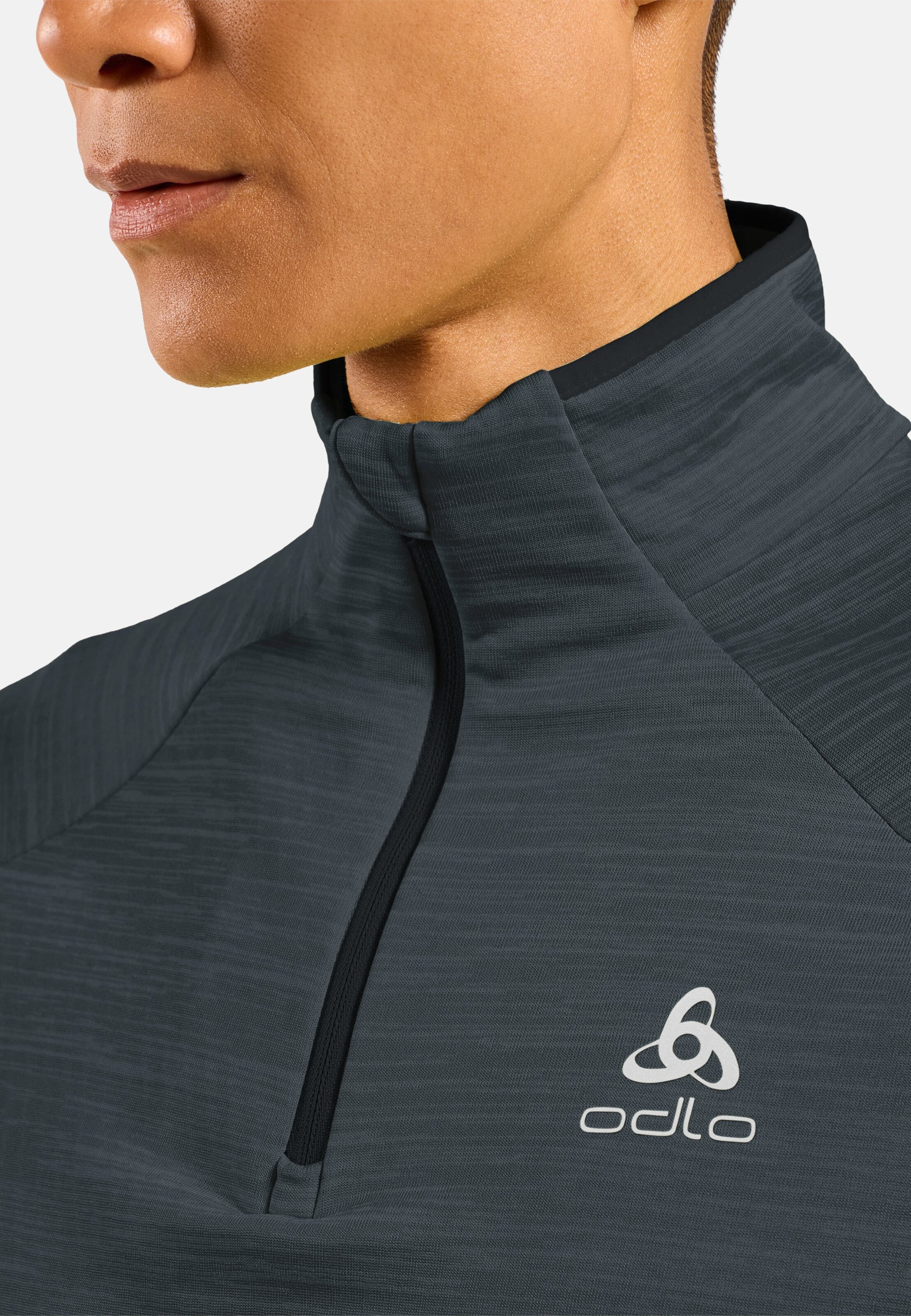 Herren Run Easy Mid Layer Oberteil in black melange