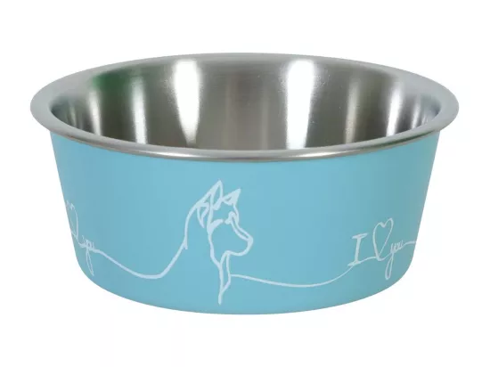 Ecuelle antidérapante bleue pour chiens Love dog 1700 ml