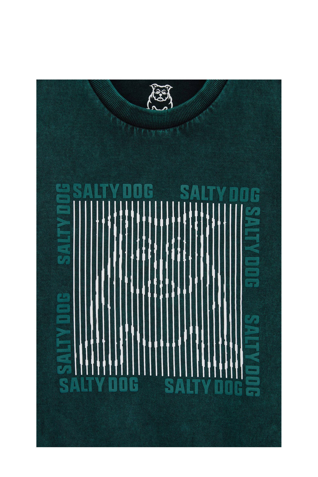 WE Fashion longsleeve met printopdruk donkergroen/wit