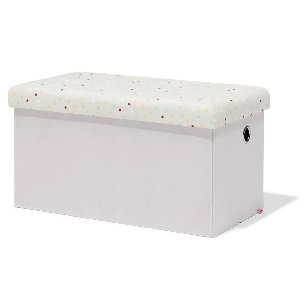 Banc coffre Clara violet pâle et pois - L60xP32xH32 cm