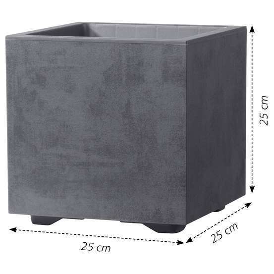 Pot Cube Millenium à réserve d'eau en plastique Anthracite 25xH.25cm