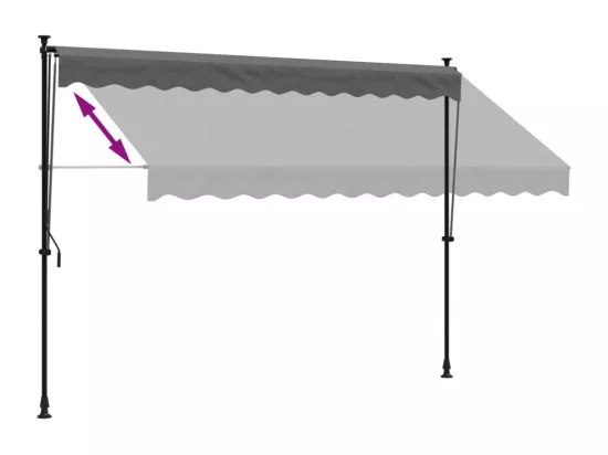 Auvent rétractable anthracite 300x150 m tissu et acier