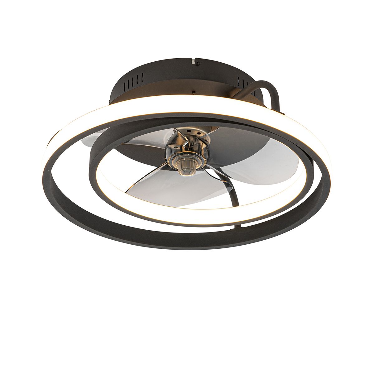 Plafondventilator zwart 46.5cm incl. LED met afstandsbediening - Kees