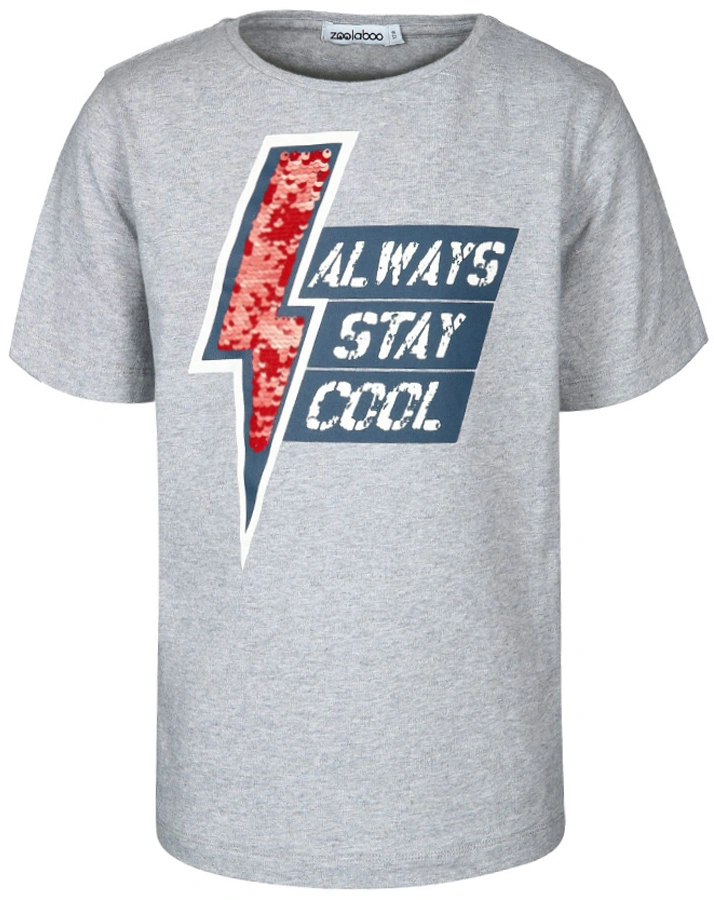 T-Shirt STAY COOL mit Wendepailletten in grau meliert