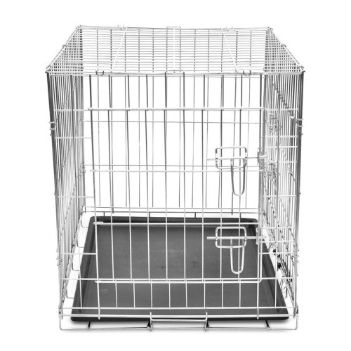 Gaiola dobrável de aço para cães, preta