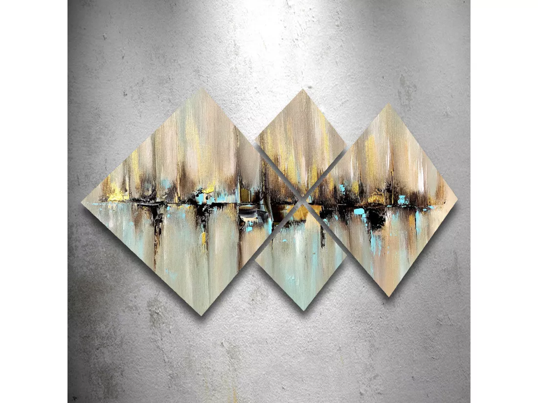 Peinture Décorative En Forme De Losange En Mdf De 5 Pièces. 60x115 cm