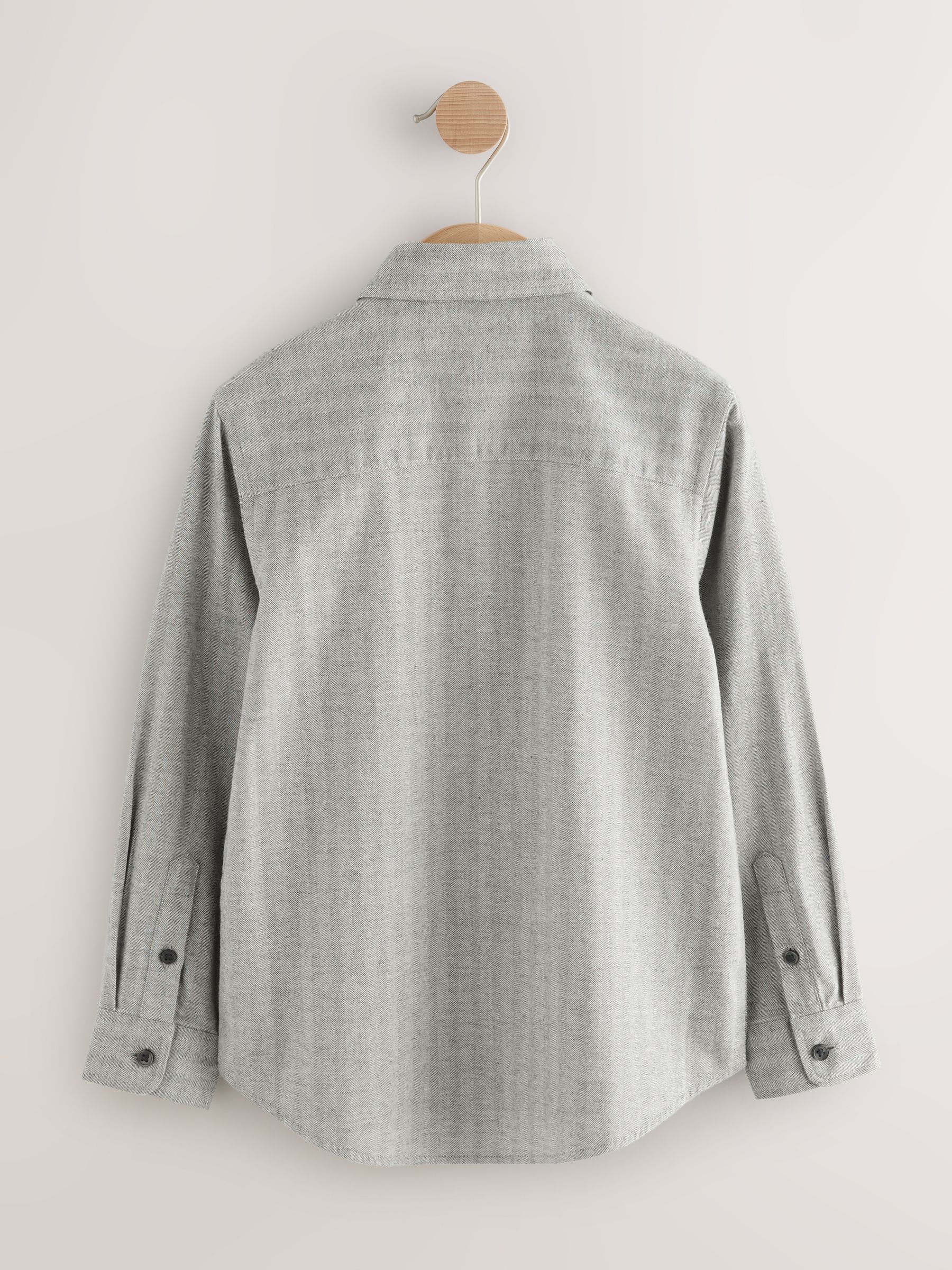 Grijs - Long Sleeve Herringbone Shirt (3-16yrs)