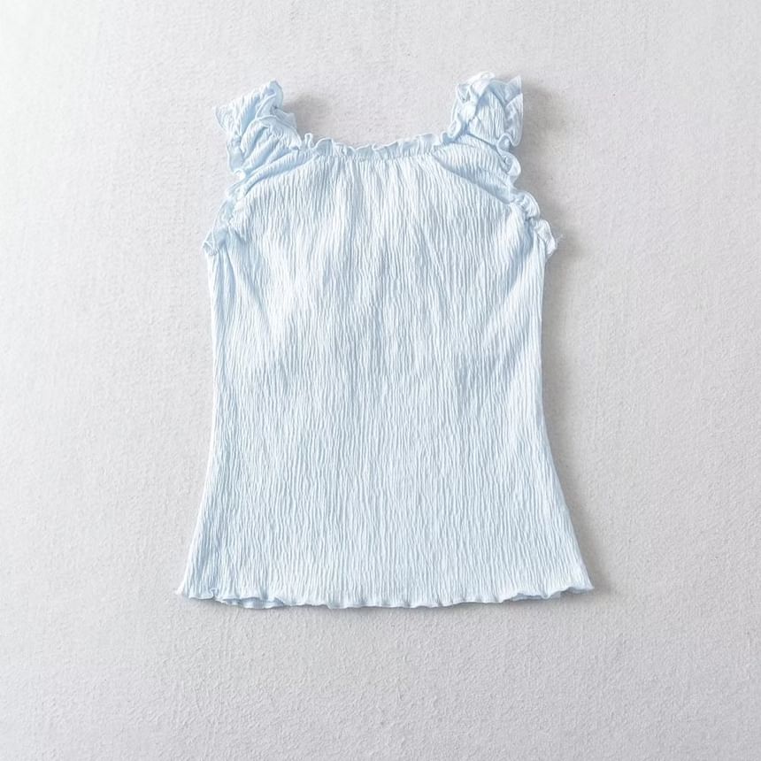 Overing - Tanktop met V-hals, gerimpelde rand en strikaccent