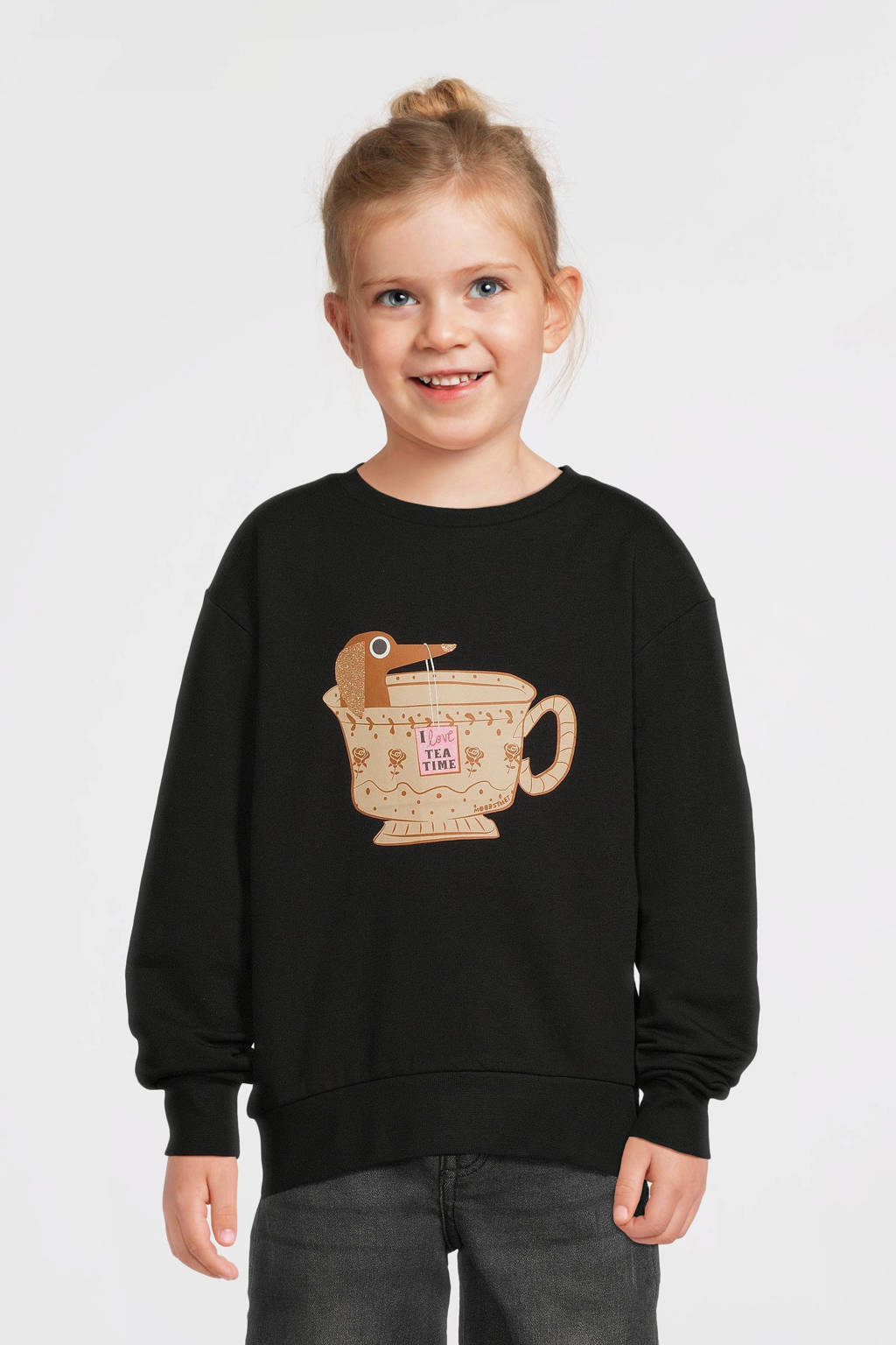 Moodstreet sweater Sky met printopdruk zwart