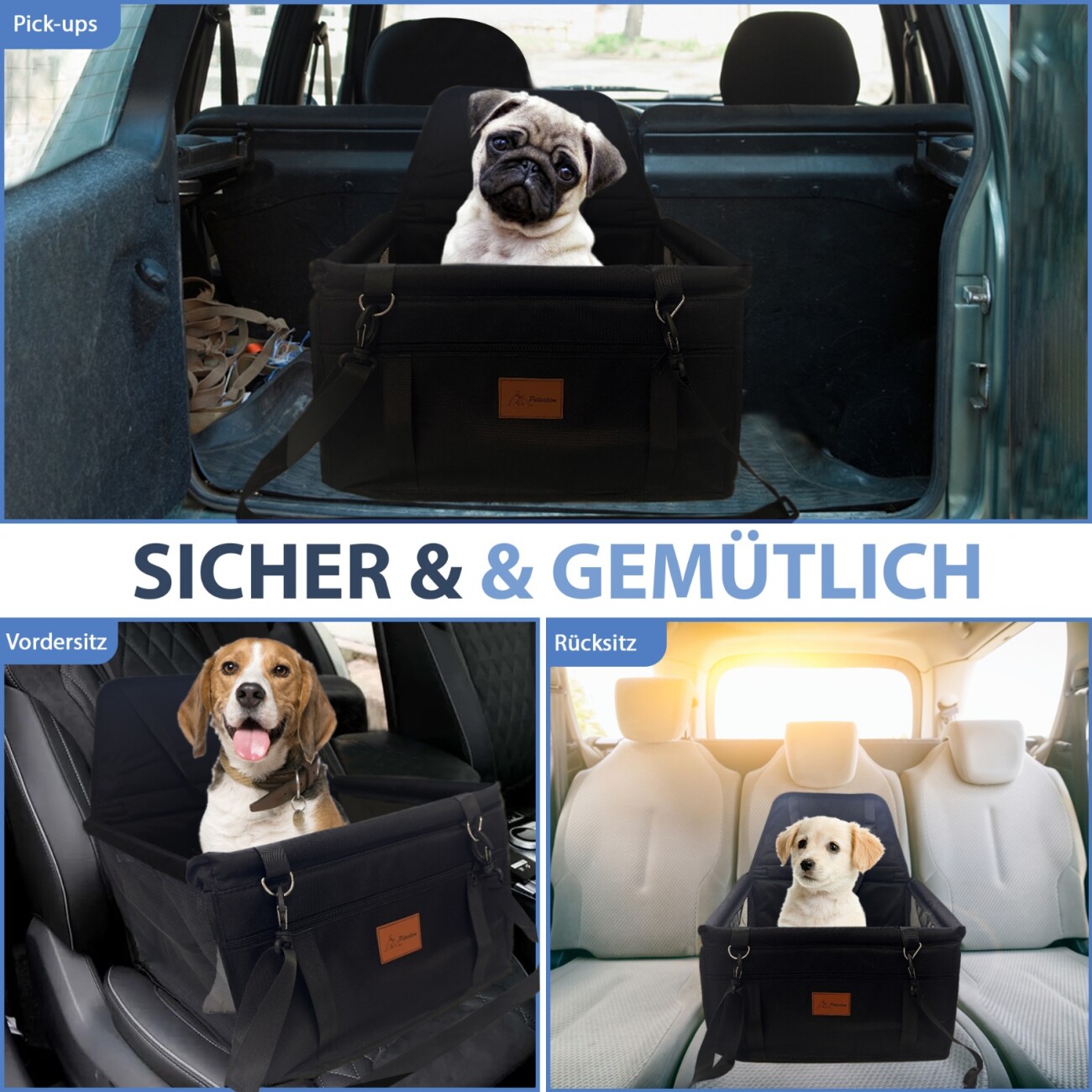 Petsation Hunde Autositz – Sicher & Bequem schwarz