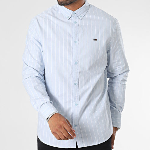 Chemise Manches Longues A Rayures Classic Oxford Stripe 7244 Bleu Clair